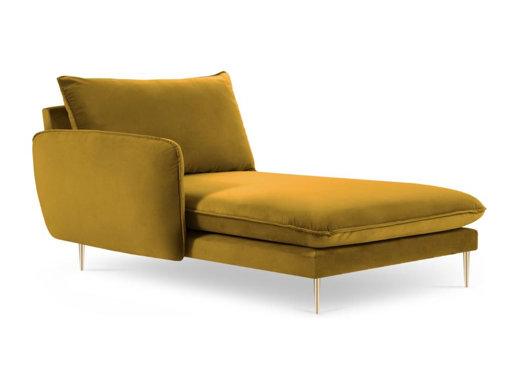 Laocacasas - Chaise longue de angulo izquierdo "Vienna" de terciopelo amarillo - 170x110x95cm