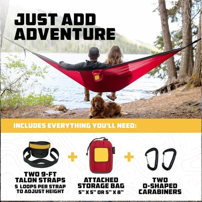 Camping Hammock Portable Lightweight Polyamide Moisture Wicking Breathable Hammock With Tree Straps Travel
