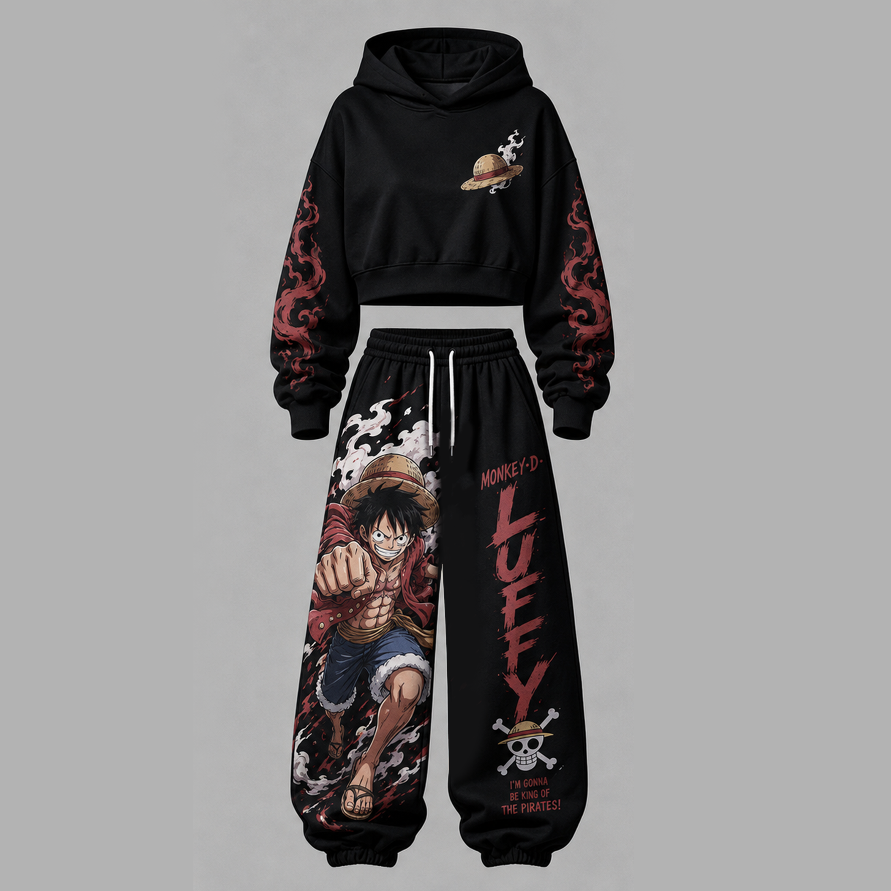 One Piece Cropped Long Sleeve Hoodie & High Waist Jogger Pants Two Piece TeeThreads Sustain the Scene with Custom Apparel