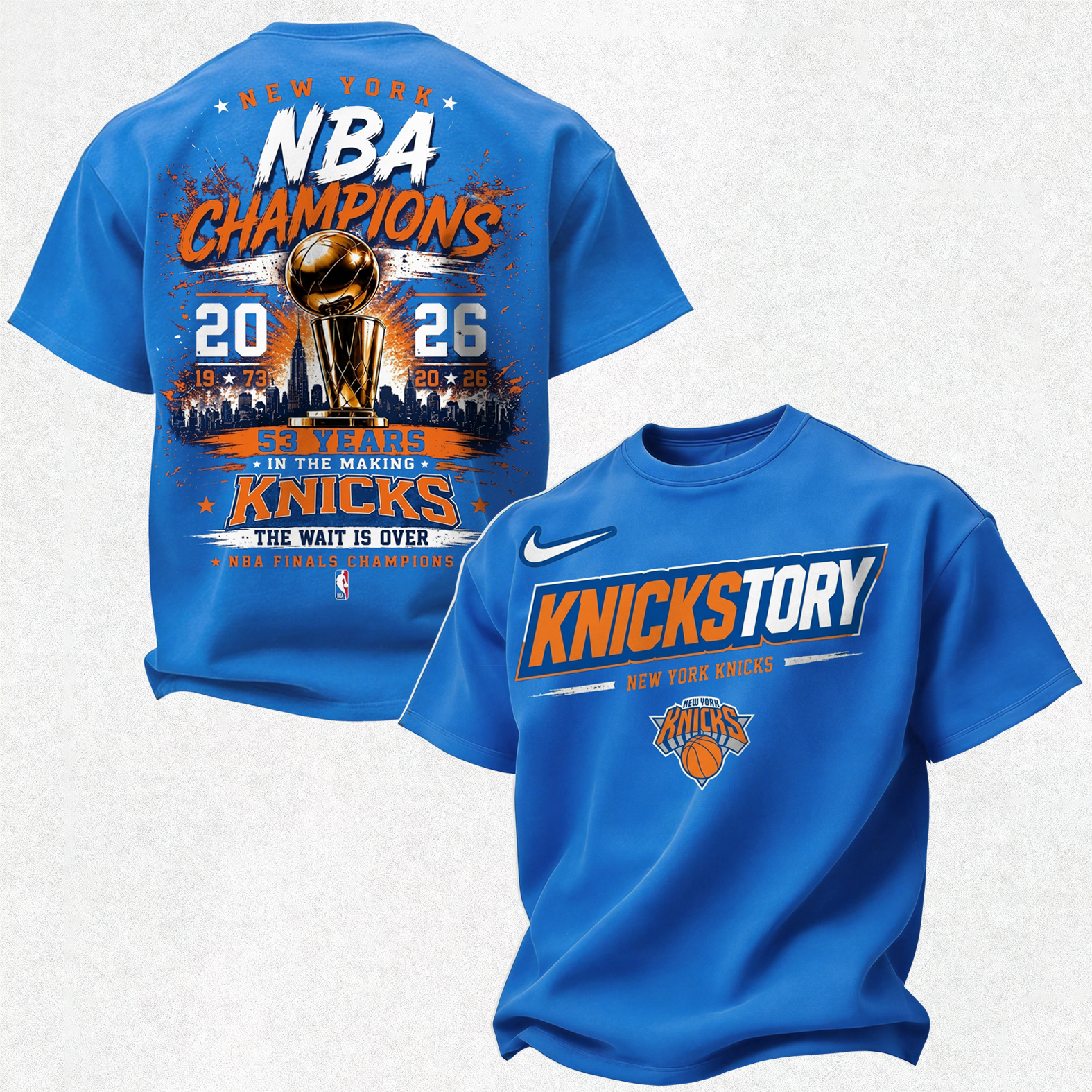 New York Basketball 53 Years History 2026 Trophy Printed Unisex Oversized T-shirt