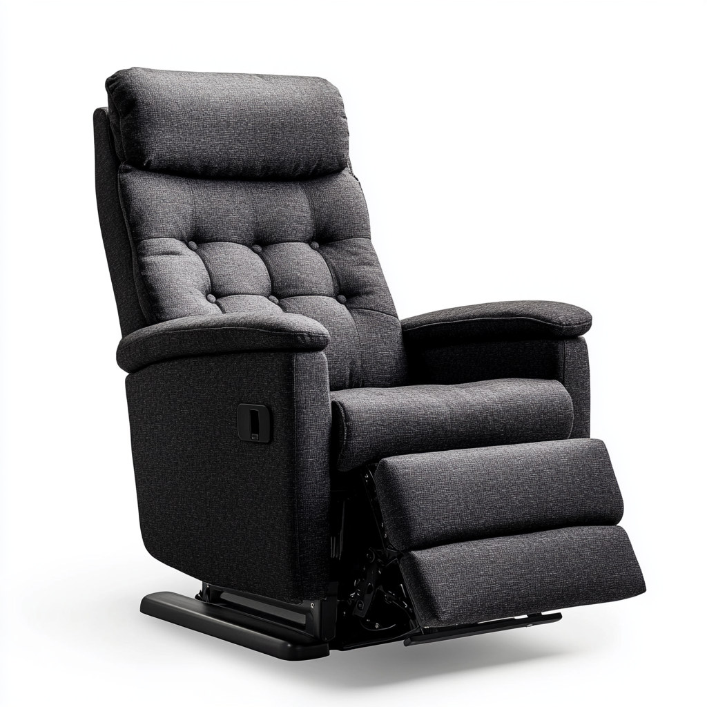 Sillón reclinable de tela gris oscuro 72x90 cm con respaldo ajustable