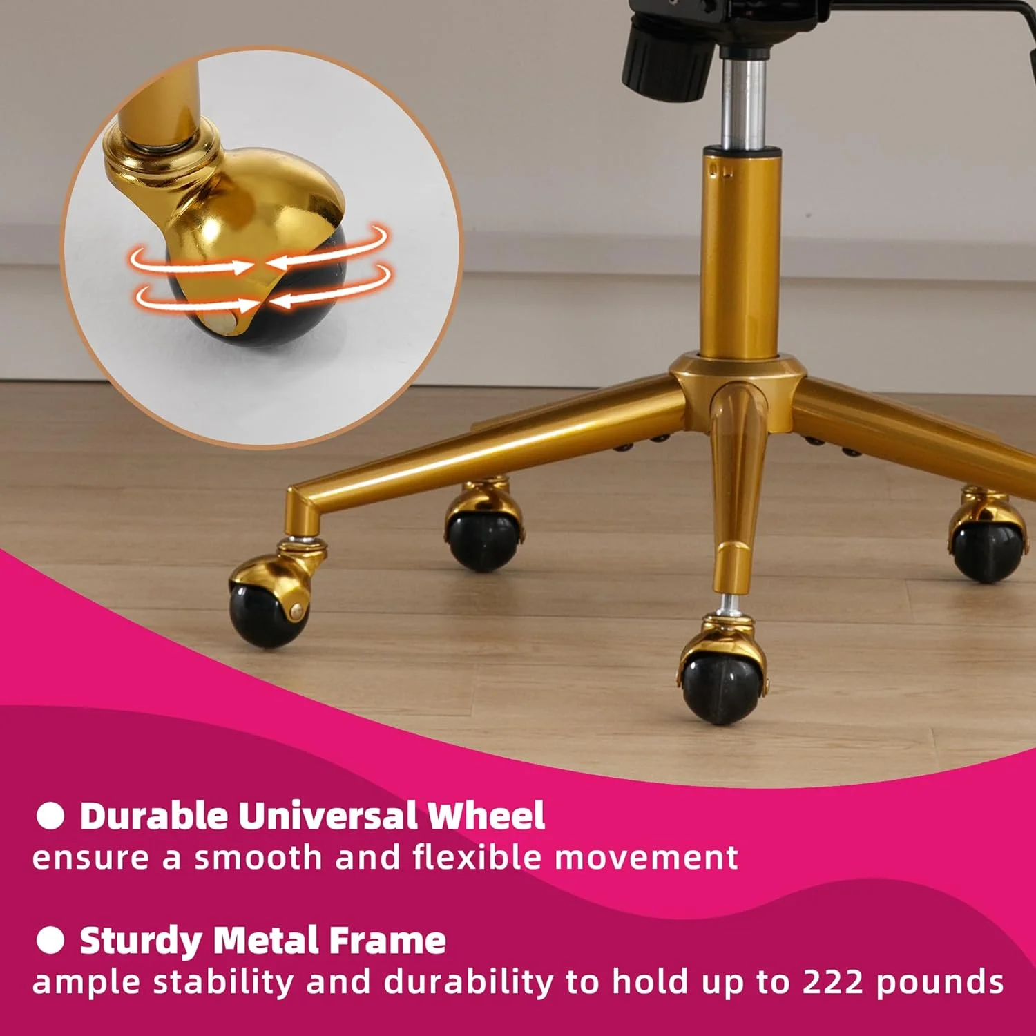 Westice Home Office Desk Chairs, Velvet Task Chair, Height Adjustable Swivel Vanity Chair with Golden Base for Vanity Study, Living Room Computer Room, Beige - Image 38