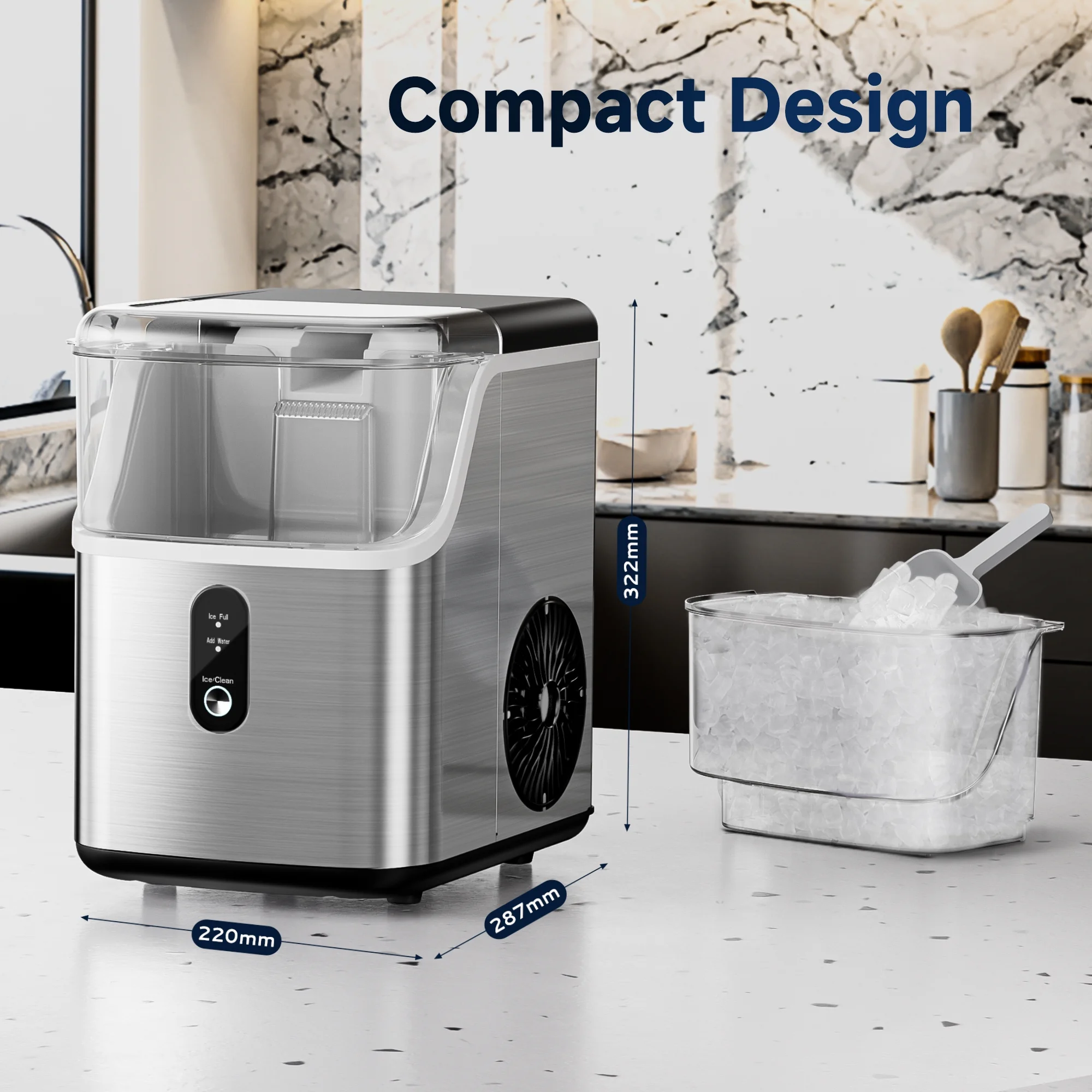 EUHOMY 34.5 lbs Nugget Ice Maker Portable Countertop, Ice Maker Machine with Self Cleaning - Image 7
