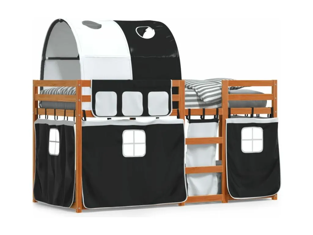 Litera con cortinas Andreuworldcasa maciza Andreuworldcasa blanco y negro 75x190 cm