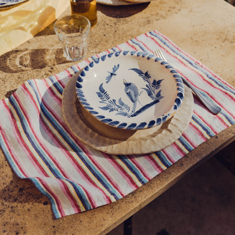 Set de table en lin lavé - Rayures Parasol