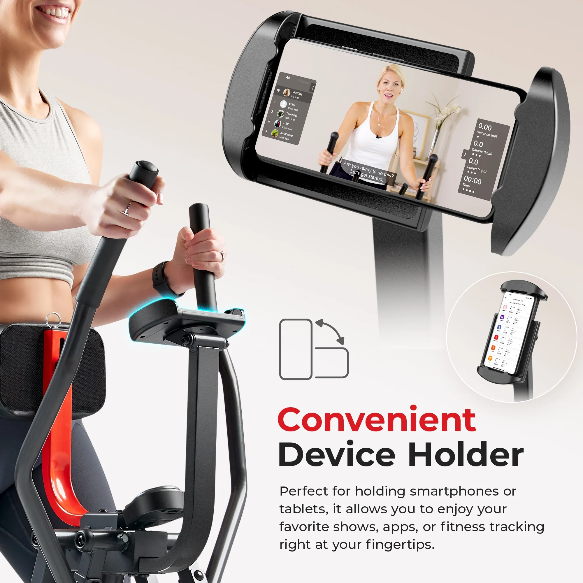 Sunny Health & Fitness Manual Air Walker Elliptical -?30-?Stride, Low Impact, Lightweight, Quiet with Free SunnyFit App - Image 9