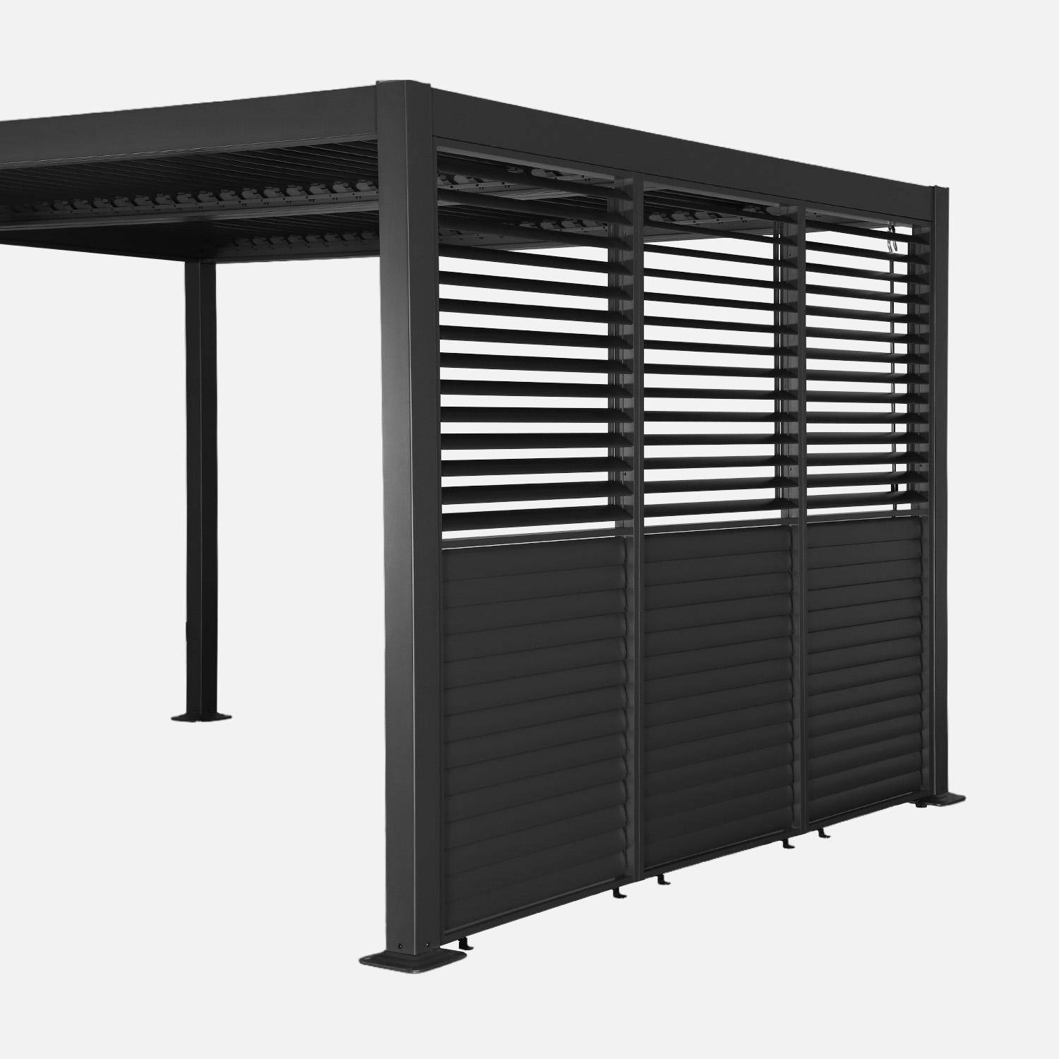 Palace 3x4m + accesorios - Pérgola bioclimática de aluminio y acero 3x4m + 3 persianas de 1m con lamas orientables