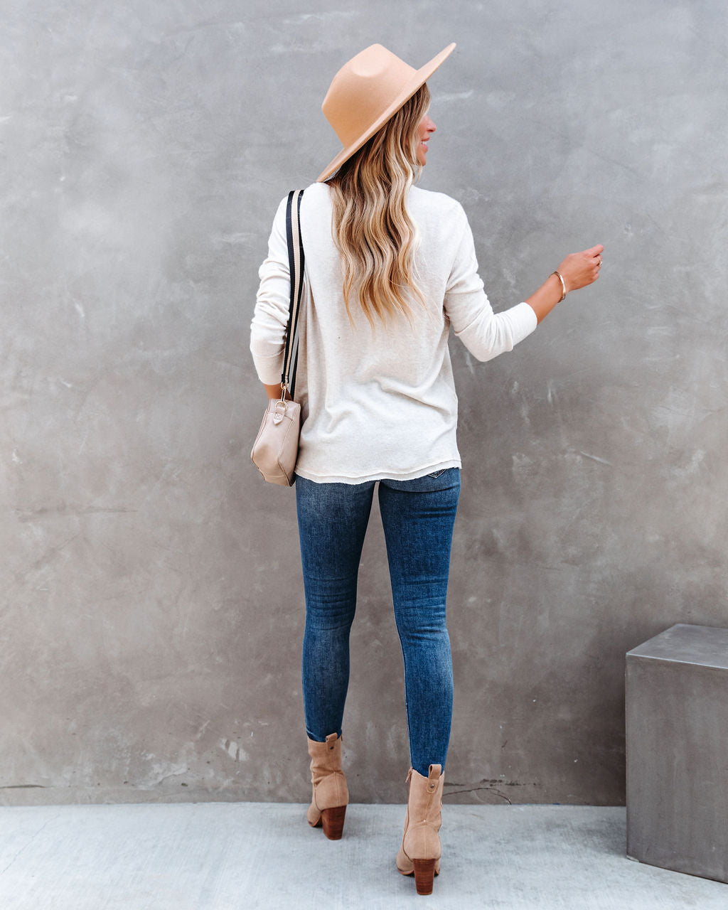 Ezra Grommet Long Sleeve Top - Oatmeal - Se7enfashion