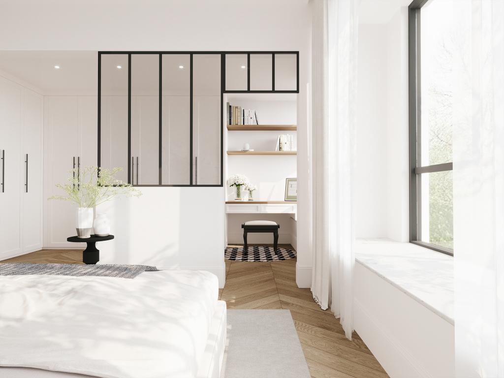 Cristalera estilo taller con travesaño de aluminio termolacado - Ancho 120 x Alt. 130 + Ancho 73 x Alt. 40 cm - Negro - BAYVIEW