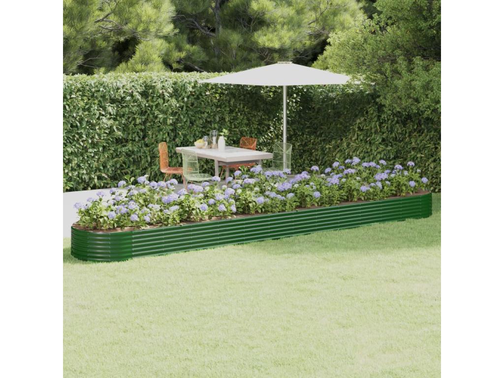Jardinera arriate acero recubrimiento polvo verde 544x100x36 cm