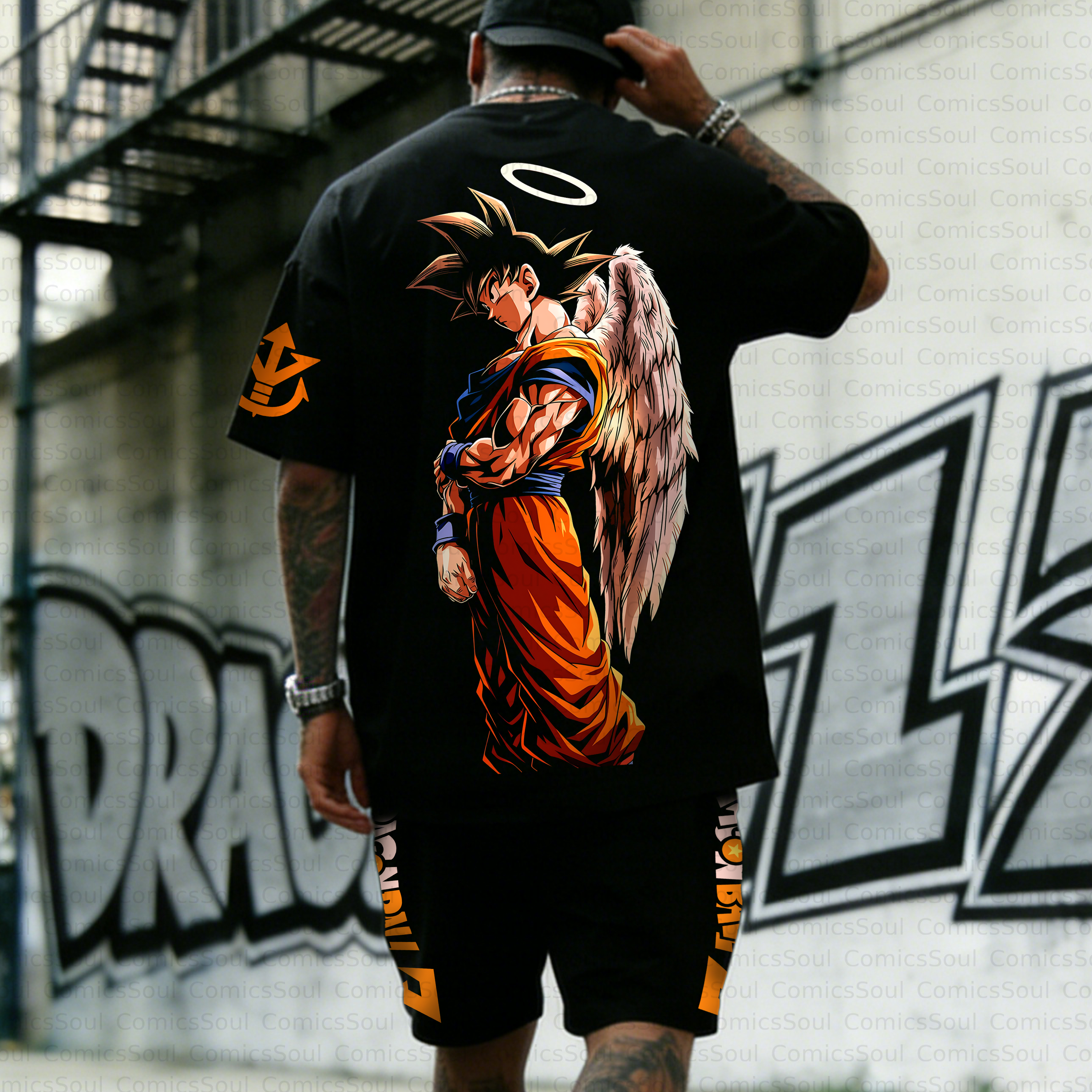 Unisex Anime Inspired Vintage T-shirt& Shorts 2 Pieces Set