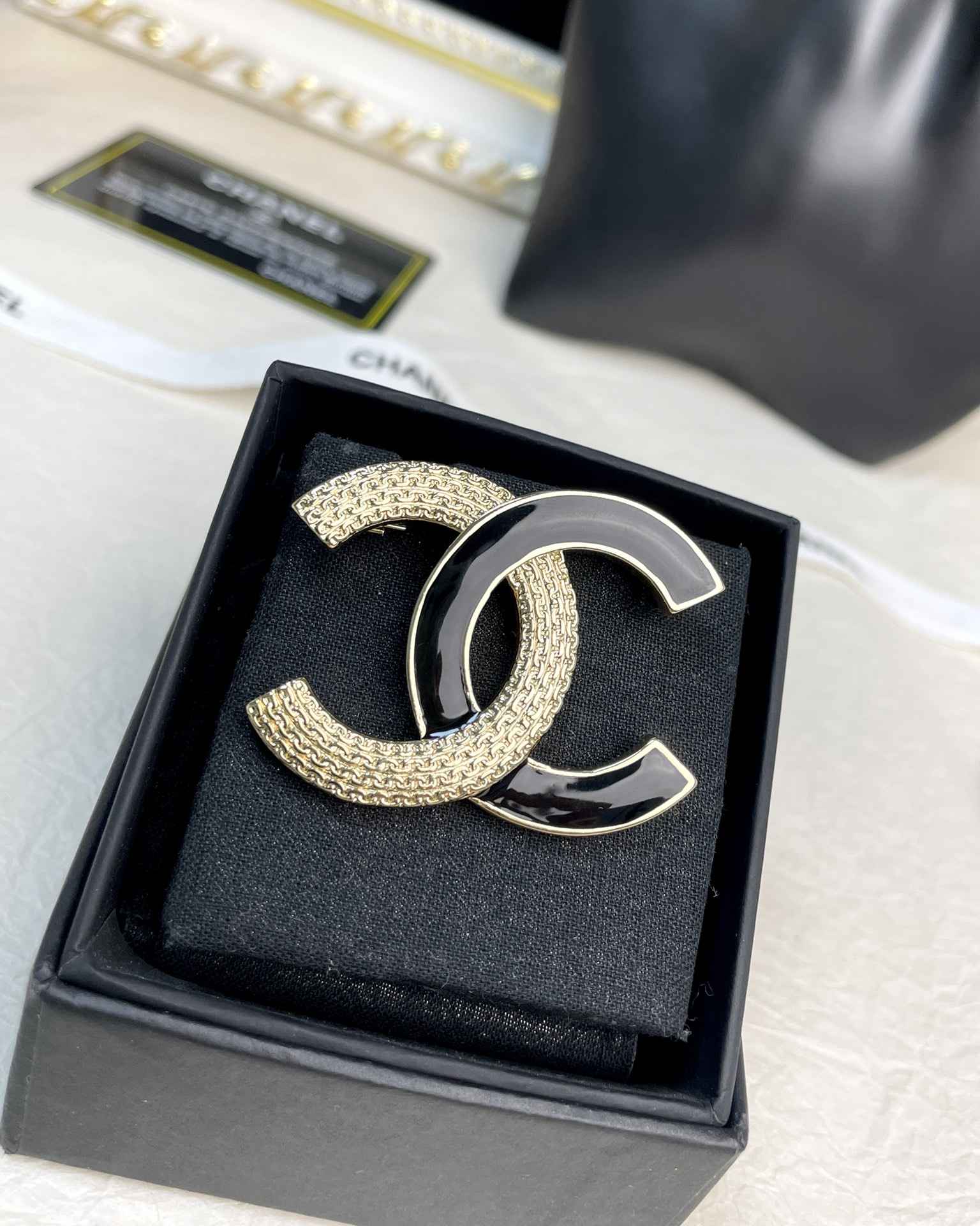 Black and Gold Chanel Brooch - Original Replica Club