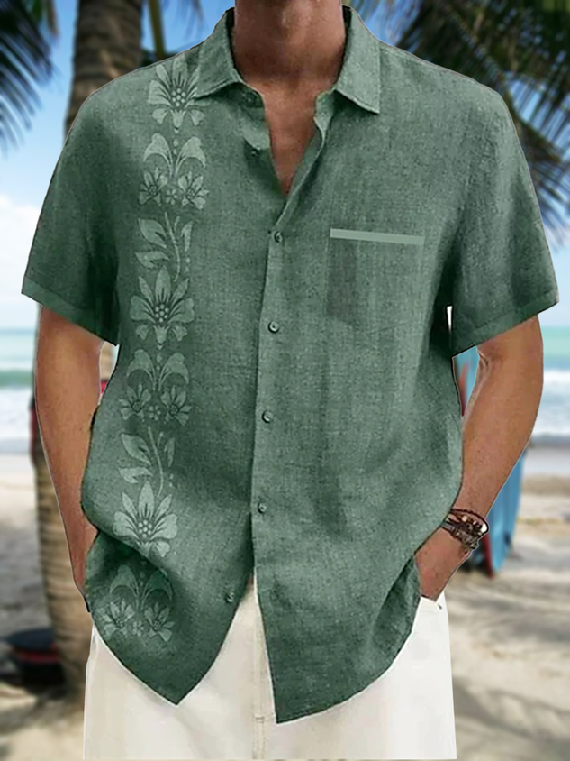 Tropical Floral Print Short Sleeve Casual Shirt