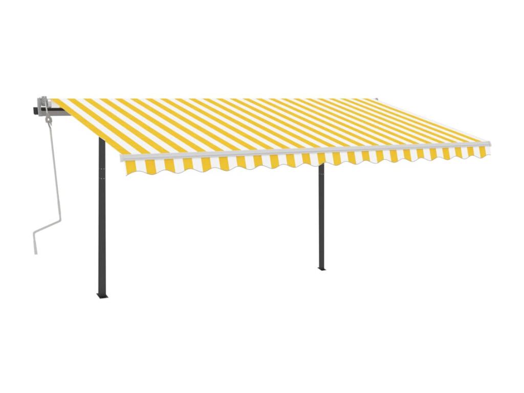 Toldo retráctil con LED 4x3,5 Amarillo y blanco