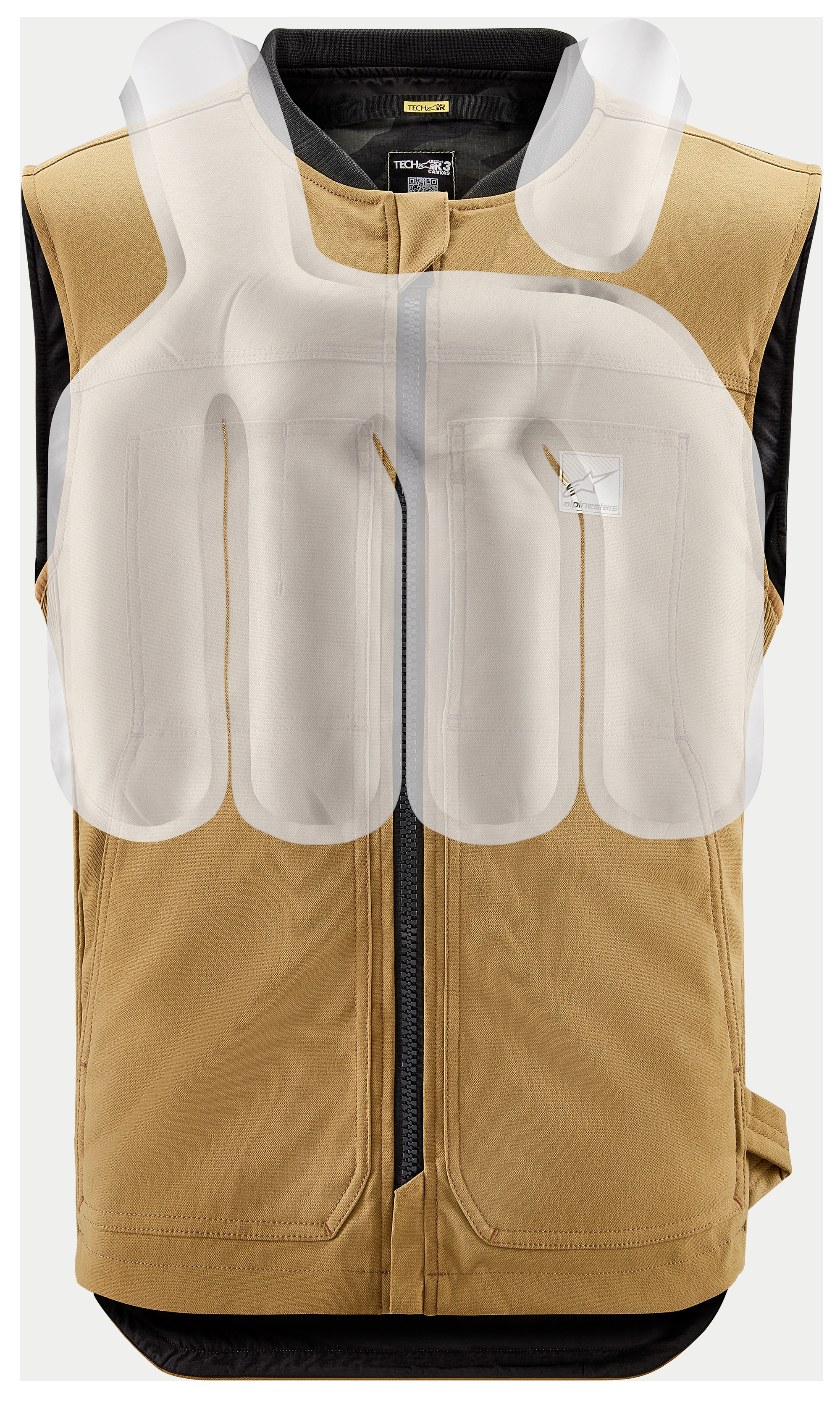 SportsBikeShop Alpinestars Tech-Air 3 Canvas Vest Airbag System Tan / XL [Open Box]