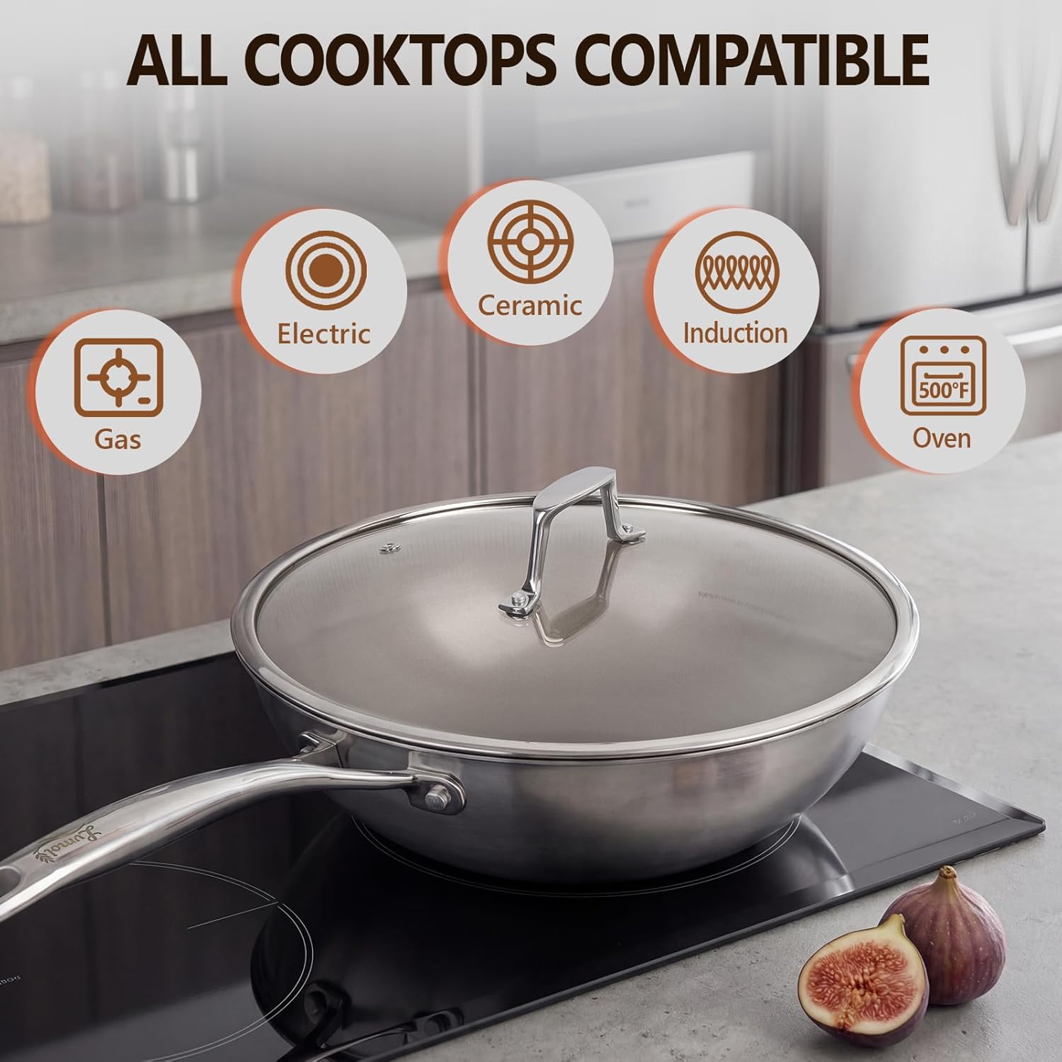 Titanium Wok Pan with Lid – 12