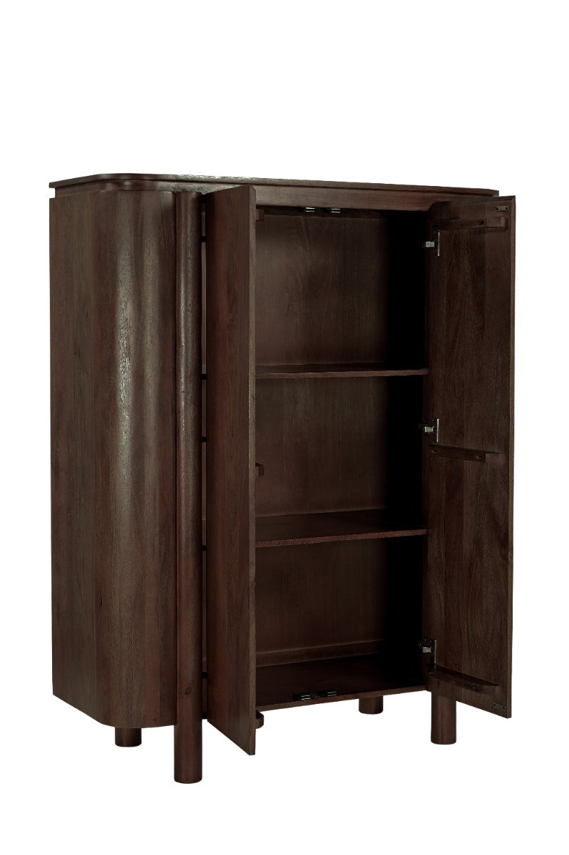 Livingfurn - Kabinet Donkerbruin Mangohout - 115x43x150cm - Salano