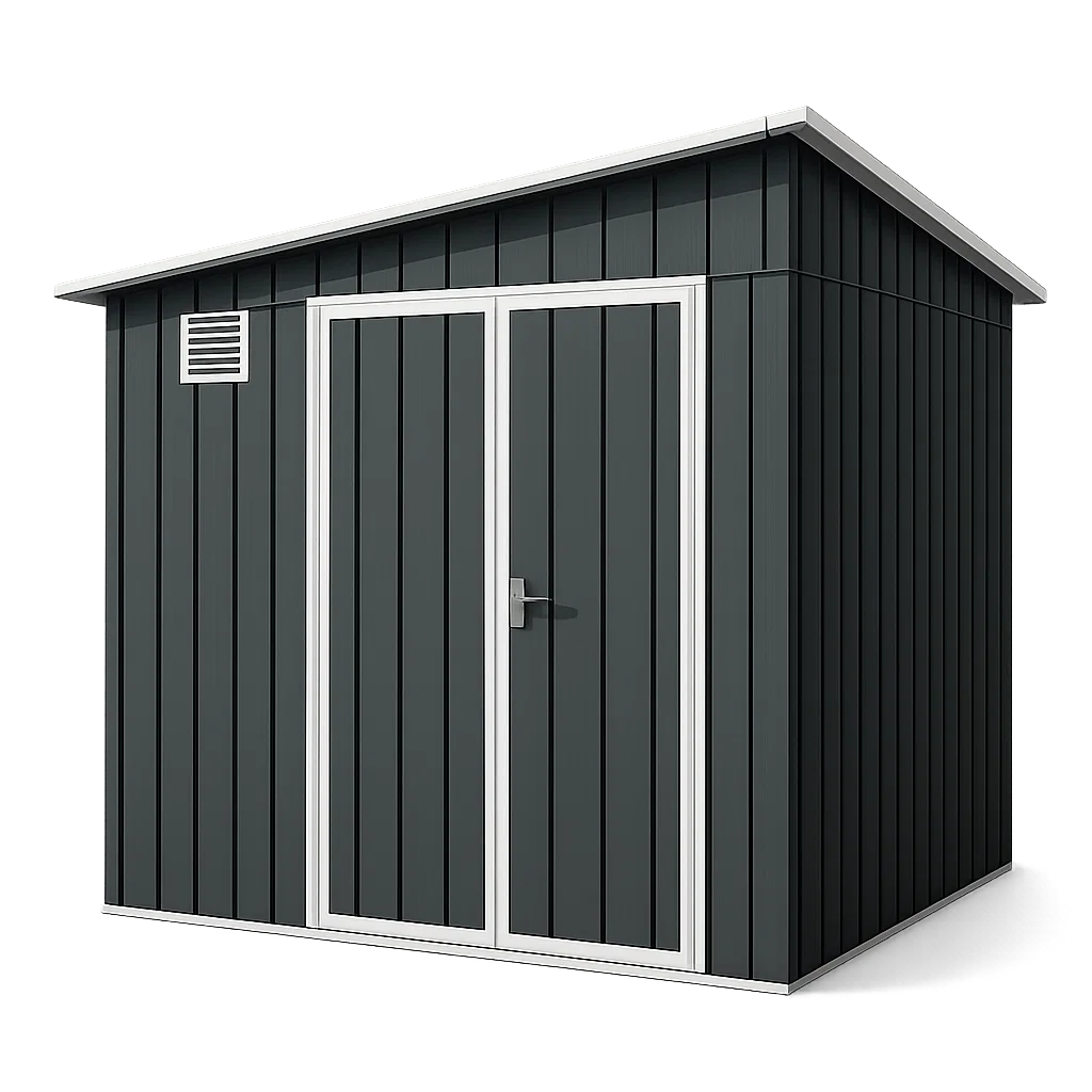 Caseta de jardín, caseta de almacenamiento antracita y blanco de acero galvanizado para exterior, 210x175x205 cm LOBtdxn178Qw