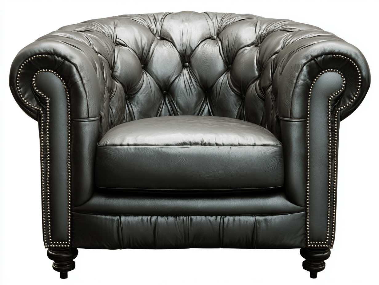 Sillón estilo Chesterfield en cuero sintético – gris – diseño clásico