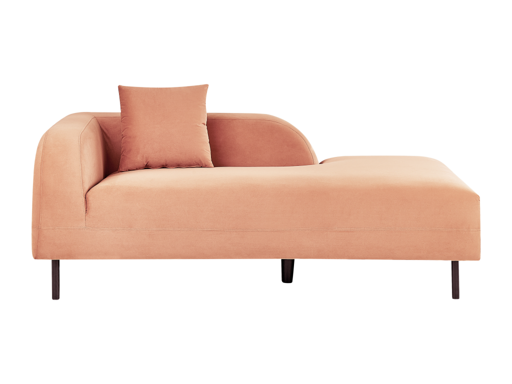 Chaise longue de terciopelo rosa melocotón LE CRAU