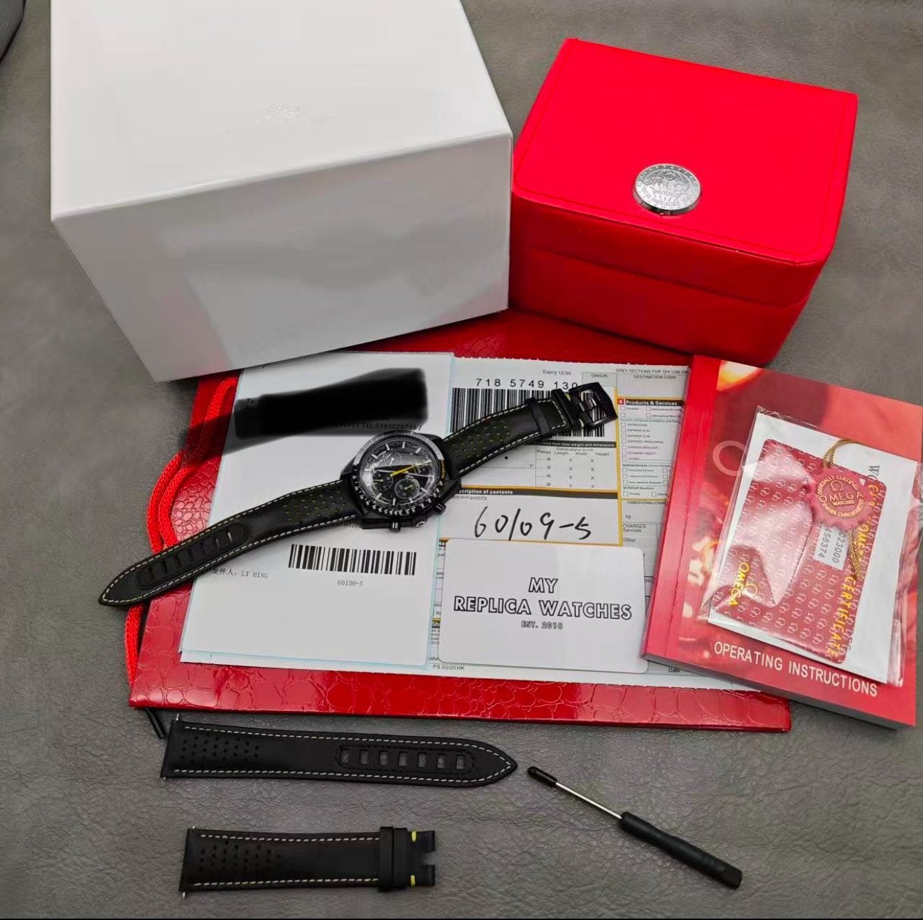 Replica Omega Speedmaster Men Automatic Black Leather Watch O31192443001001