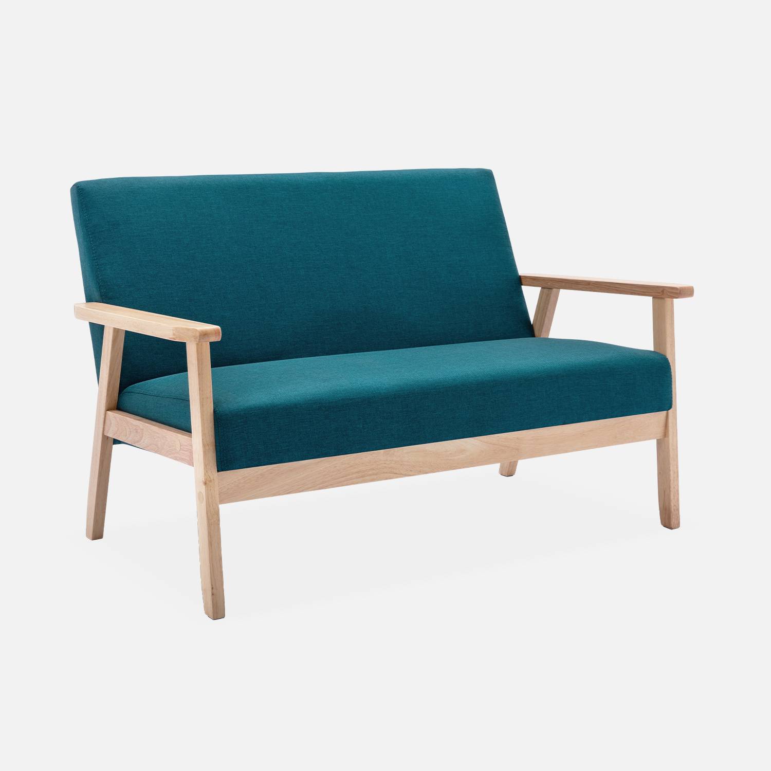 Isak - Sofá o banco con tela y patas de madera, 2 plazas