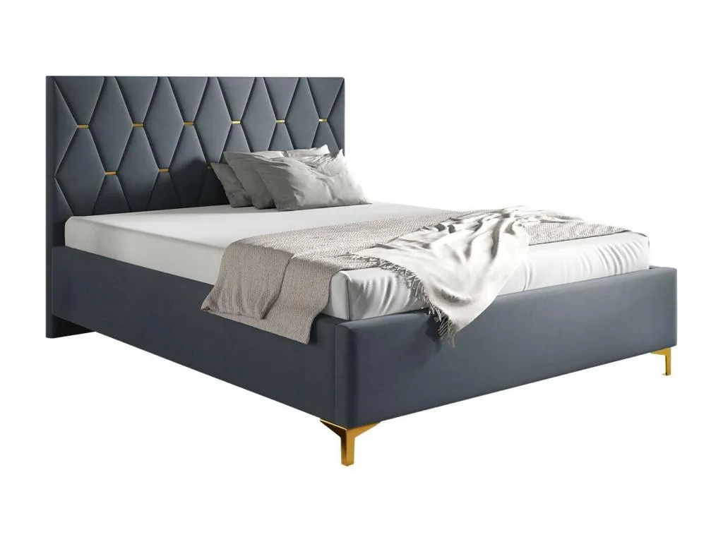 Cama Cosinor 192, doble, gris, 160x200, tapiz, somieres, 178x222x122cm mpl1702251