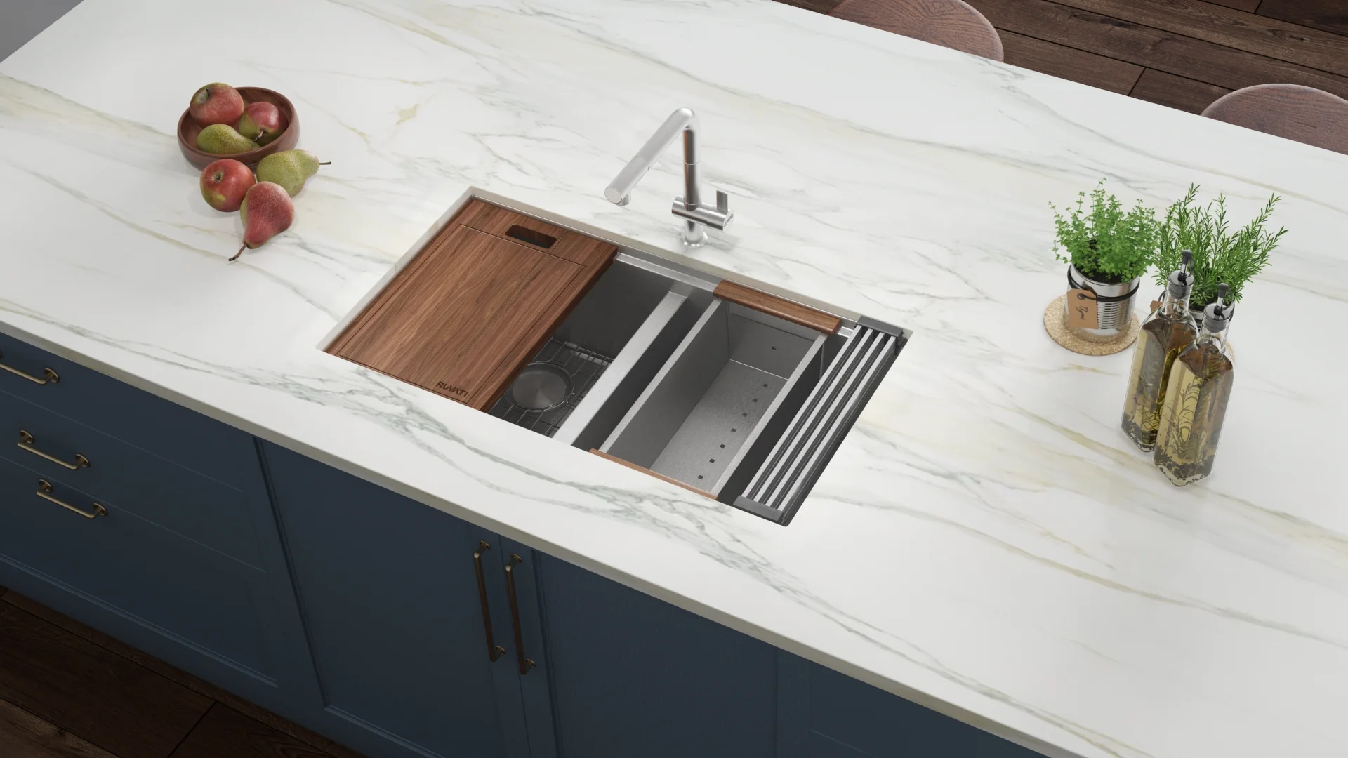 Ruvati RVH8345 Stainless Steel 33" x 10" x 19" Rectangular Undermount Sink - image 6