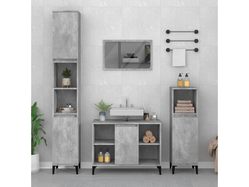 Armario de lavabo Lluesmahome contrachapada gris hormigón 80x33x60cm 29166HERI