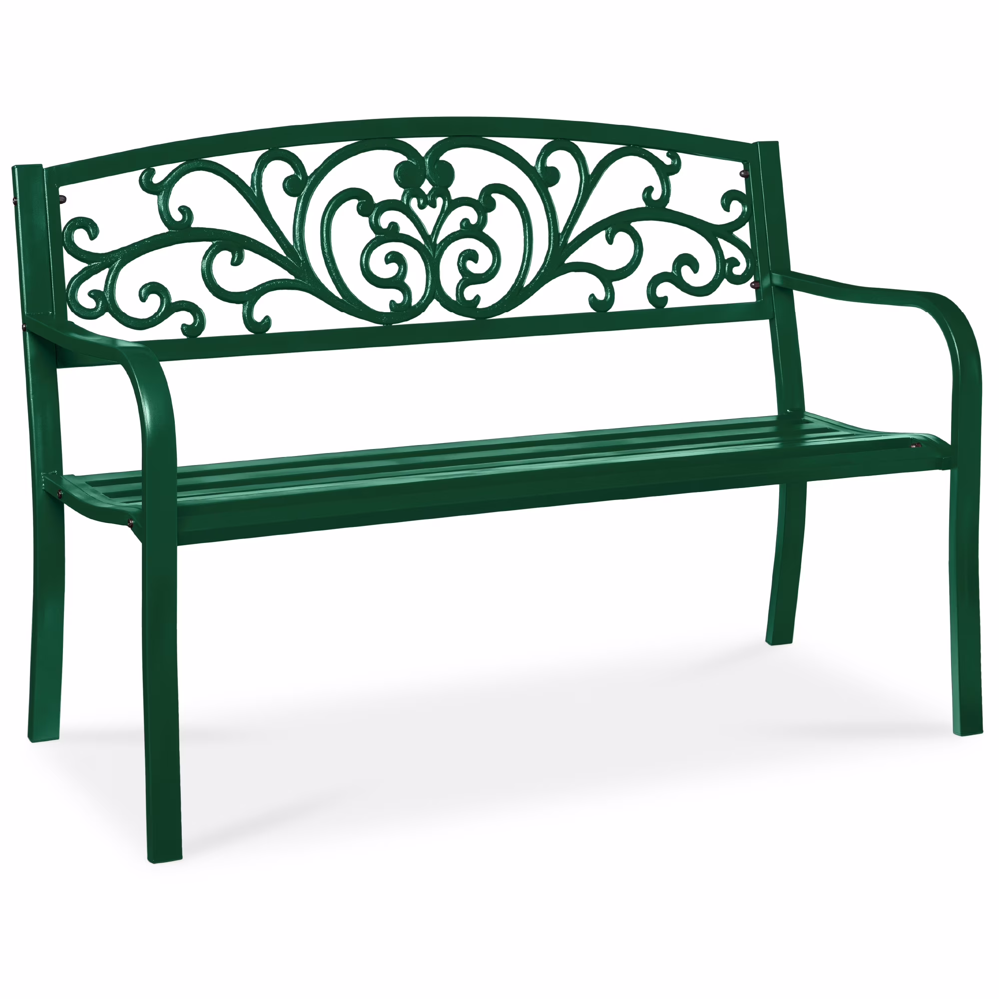 Best Choice Products Outdoor Steel Bench Garden Patio Porch Furniture w/ Floral Design Backrest - Black - Image 9