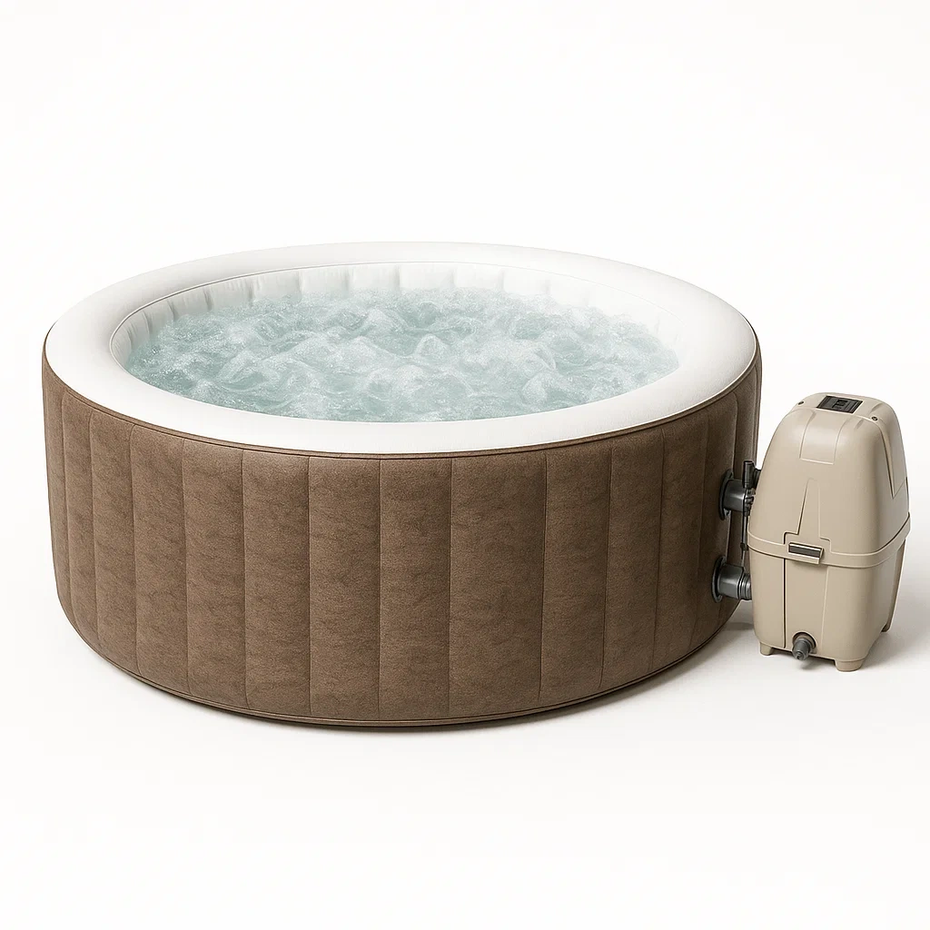 Spas hinchables 196x196x71 cm, 4 plazas, color Beige/Blanco, forma redonda quwcUJv374Ko