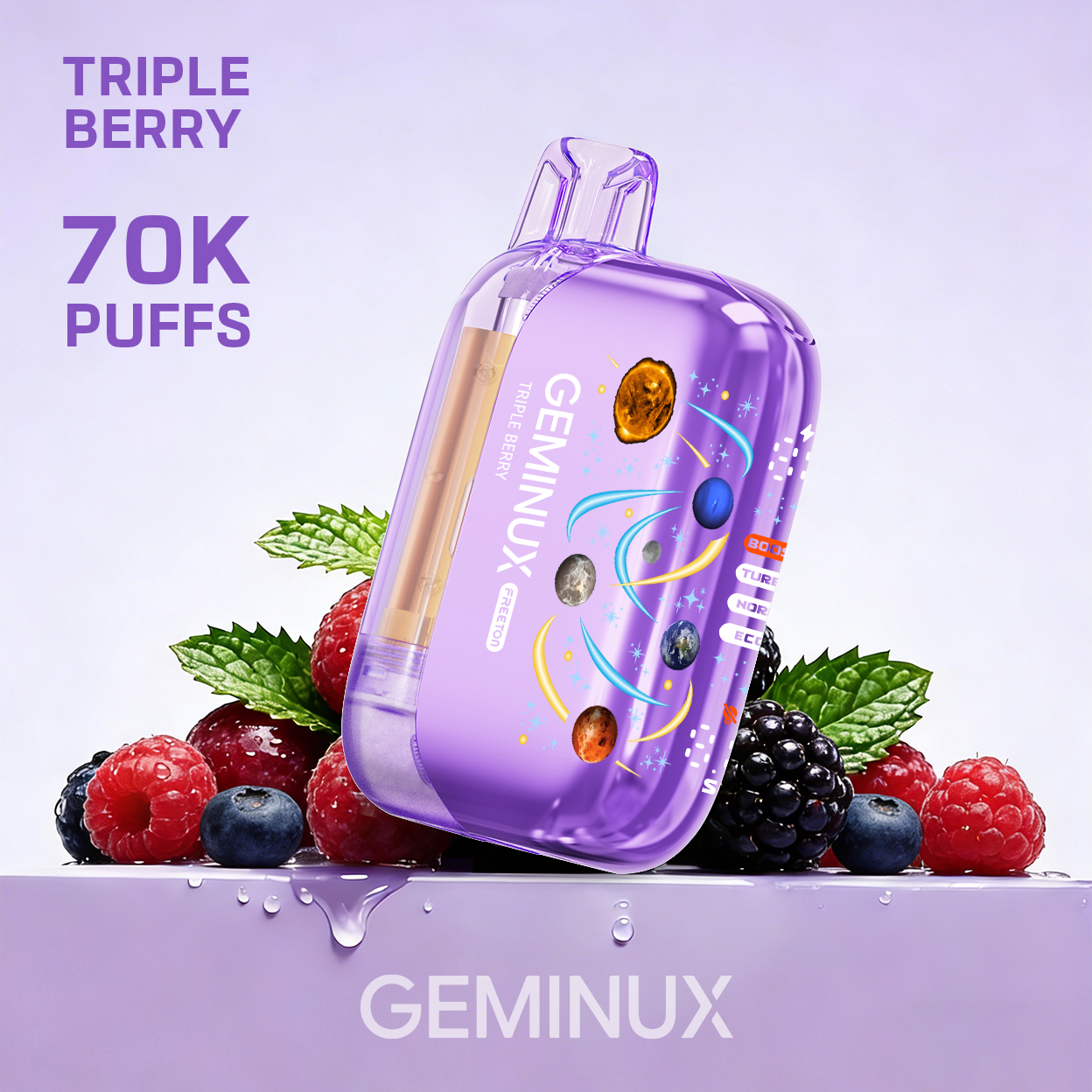 GEMINUX Pocket Galaxy Vape, 70000 Puffs Dual Mesh Coil Pocket Size Disposable Device