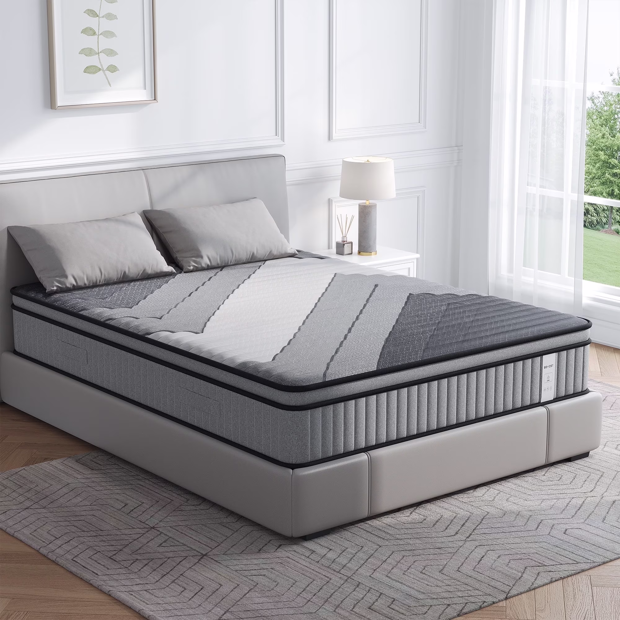 BEHOST Twin Mattress 10 in, Certipur - US Certified Eco - Friendly Twin Memory Foam Mattress, Motion - Free Pocket Springs Hybrid Mattress Twin Size(Queen/Gray/10 in)