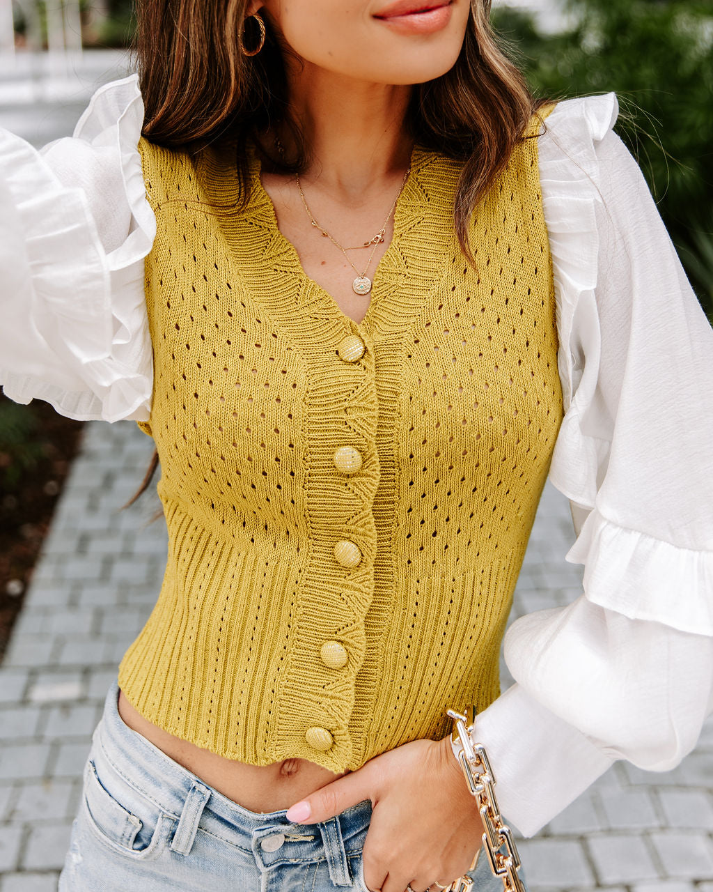 Walk This Way Knit Contrast Cardigan - Chartreuse - Se7enfashion