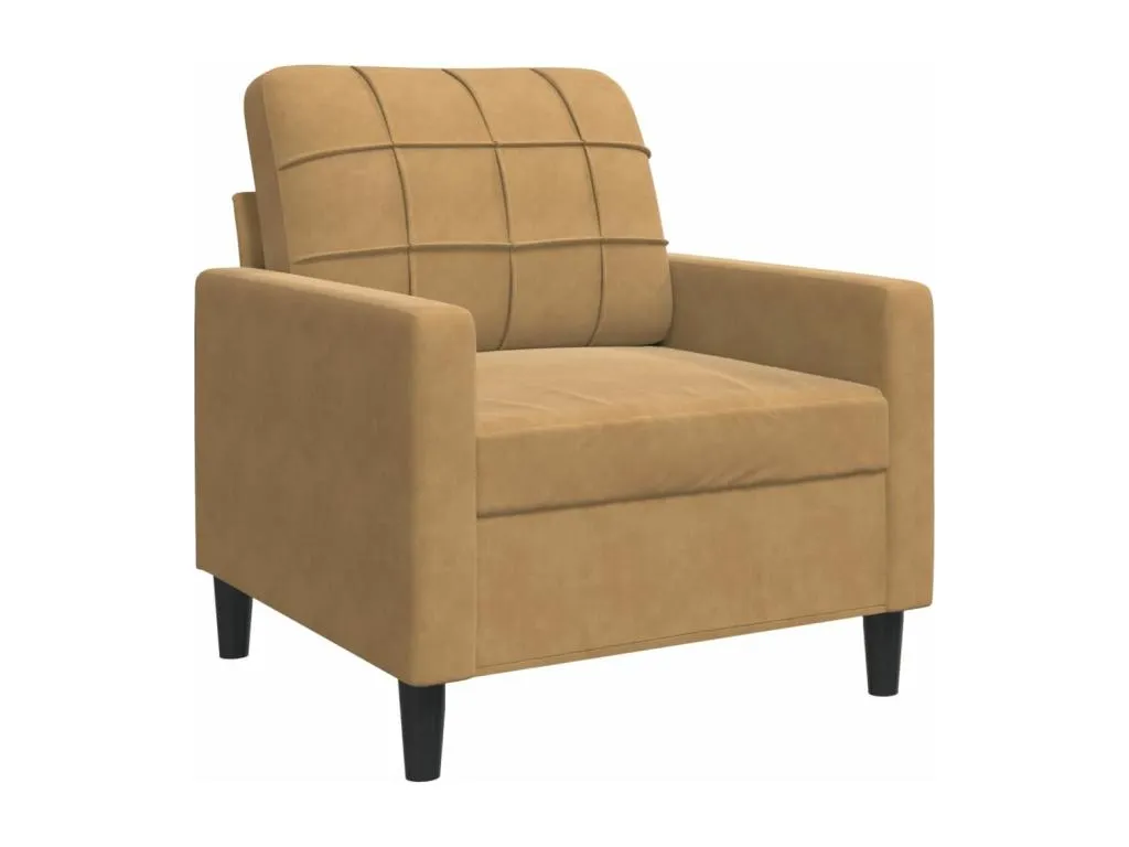Sillón de terciopelo marrón 60 cm