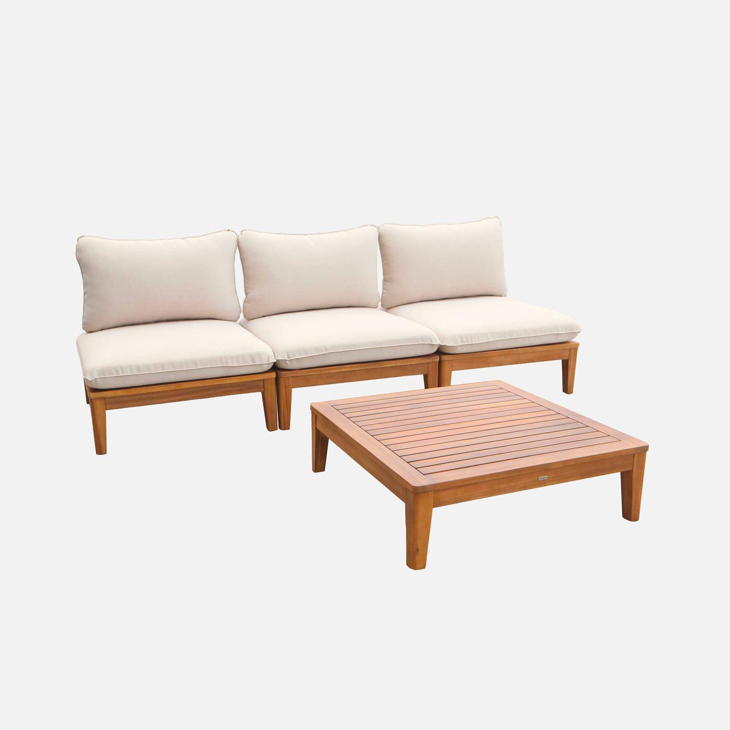 Yona - Conjunto de muebles de jardín modular de madera de acacia, 3 plazas