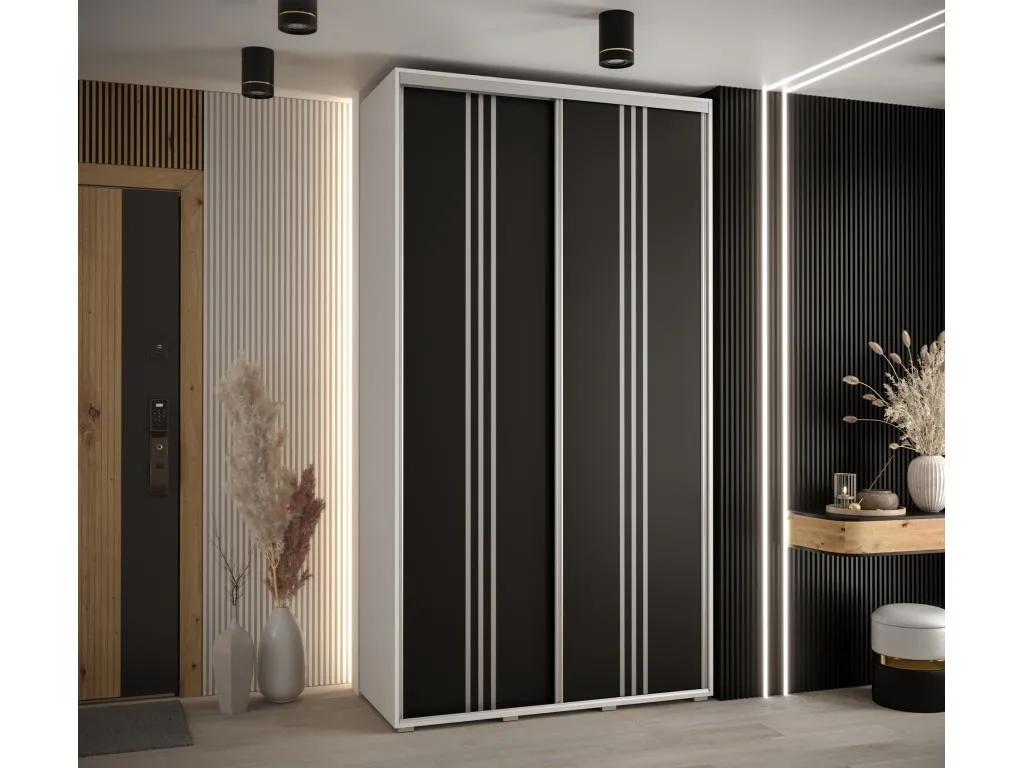 ARMARIO Boverdeco 6 DE PUERTAS CORREDERAS 235.2/140/45 2 puertas (Blanco/Negro/Plata)
