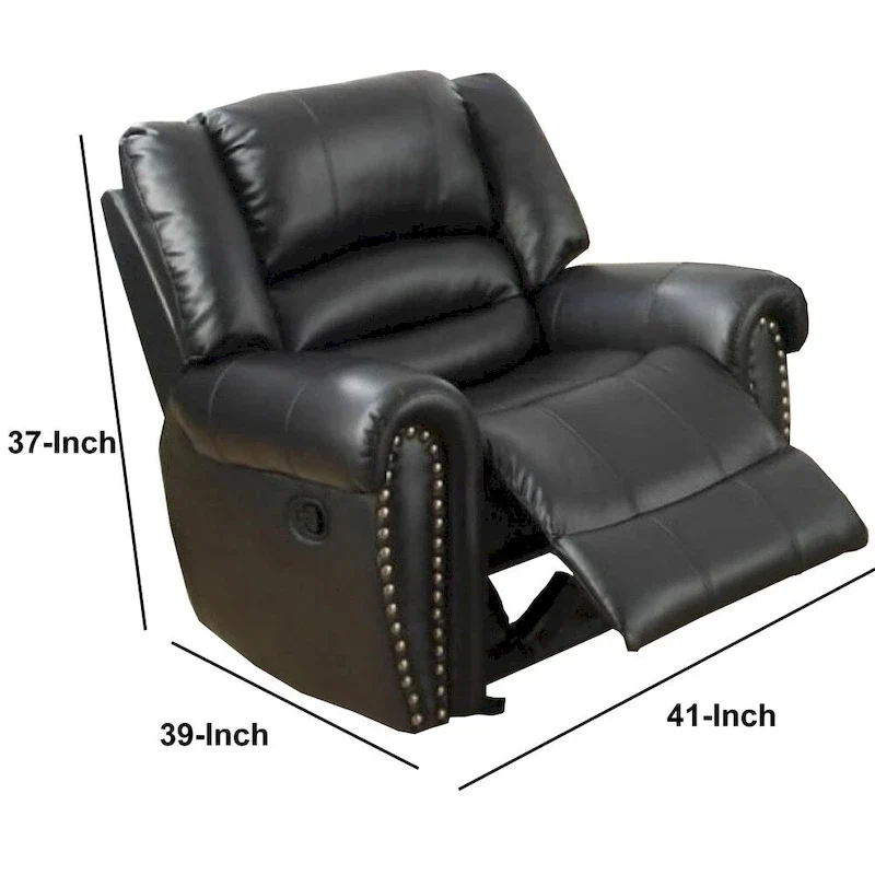 Comfort Plus Black Bonded Leather & Plywood Recliner/Glider