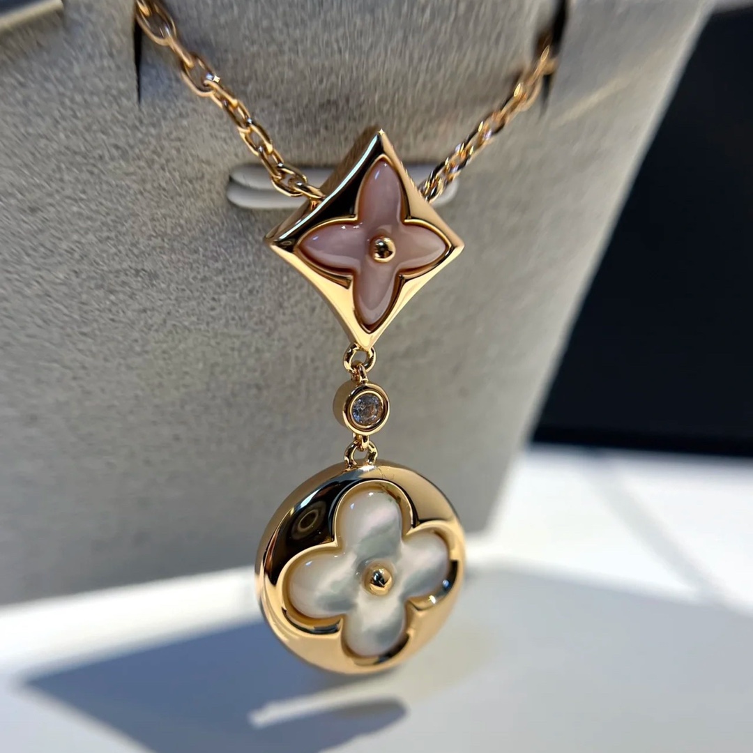 Louis Vuitton Pink Sun White Sun Pendant Necklace - Original Replica Club