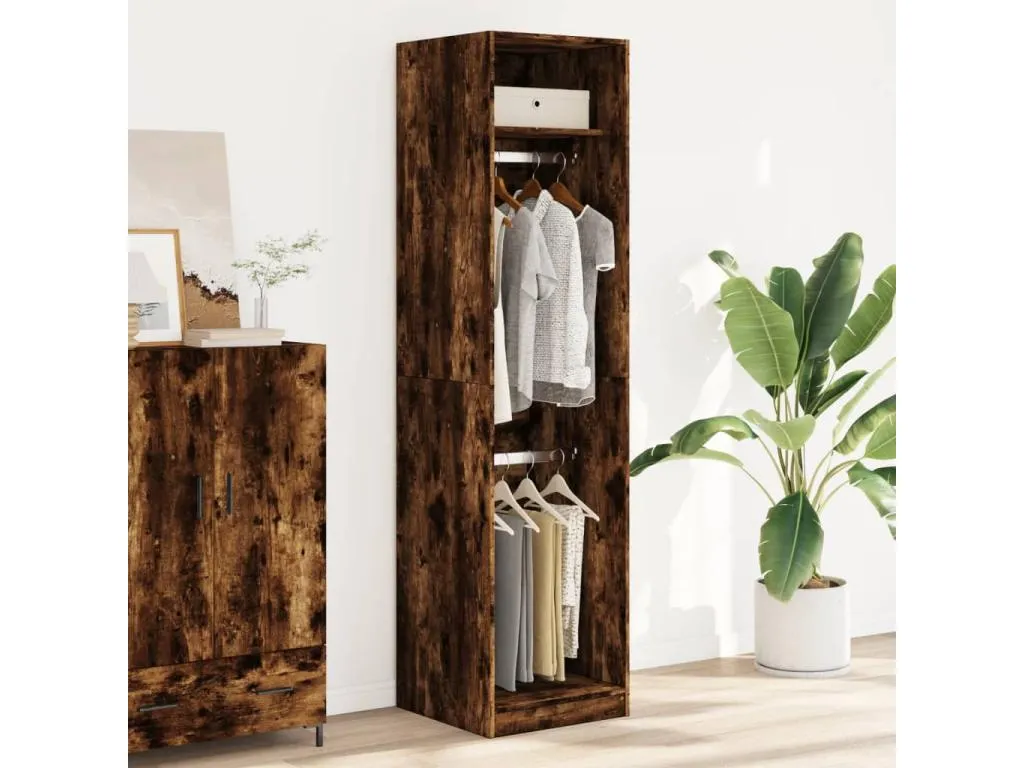Armario de madera de ingeniería roble ahumado 50x50x200 cm