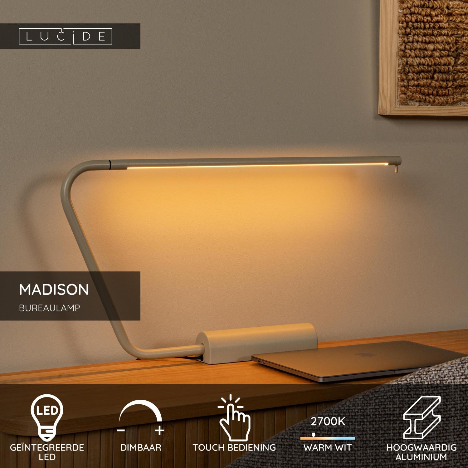 Lucide MADISON Bureaulamp - Taupe