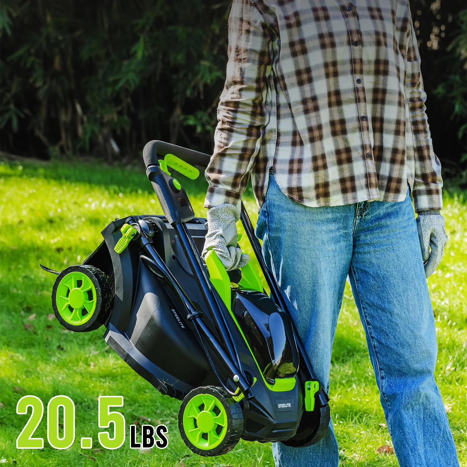 Steelite 13-Inch Cordless Lawn Mower, 21V Electric Lawn Mowers with Brushless Motor for Garden,5 Heights Adjustment, 4.0Ah Battery & Charger Included - Image 7