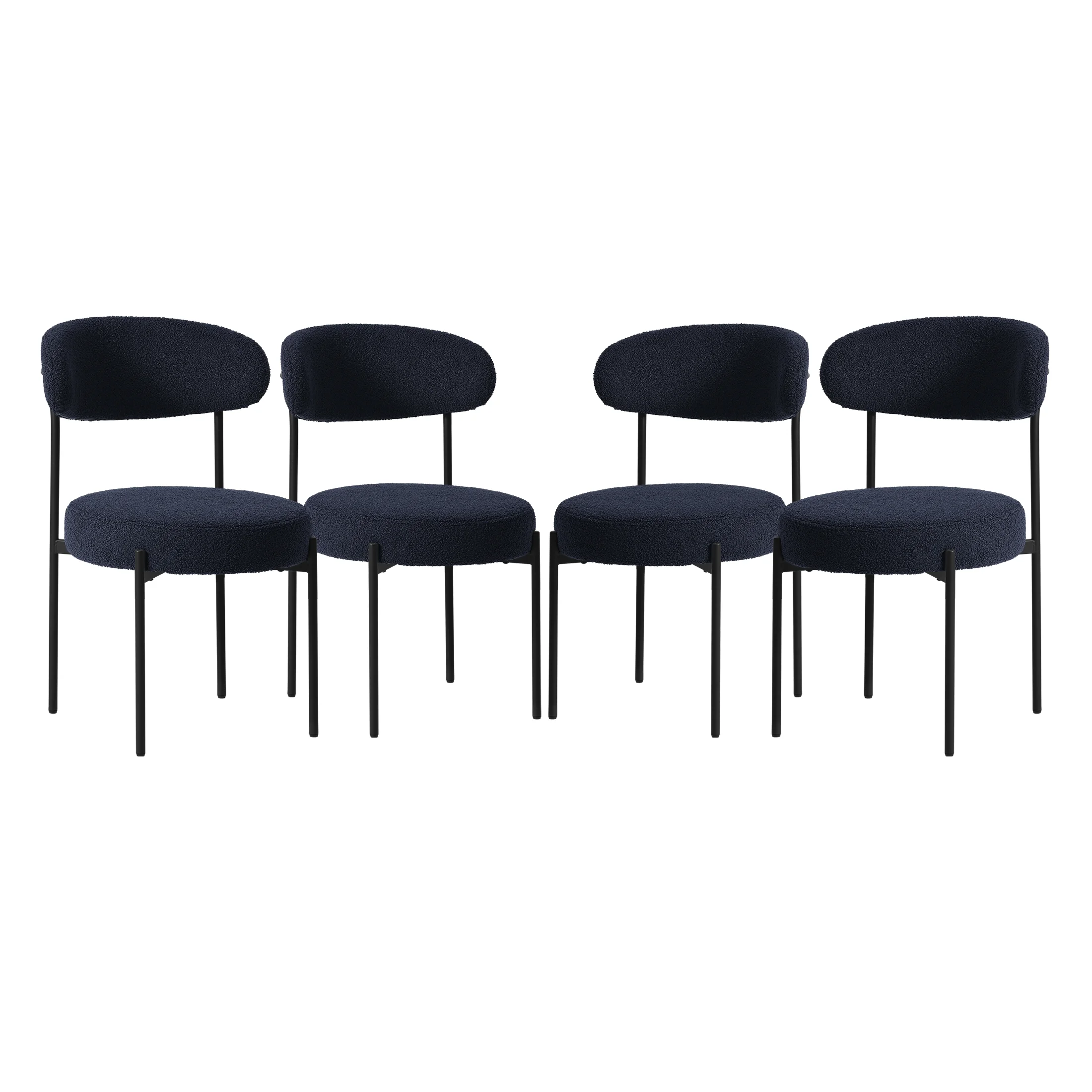 WestinTrends Alexandria Mid-Century Modern Upholstered Sherpa Round Dining Chairs (Set of 4), Sunset Gold - Image 48