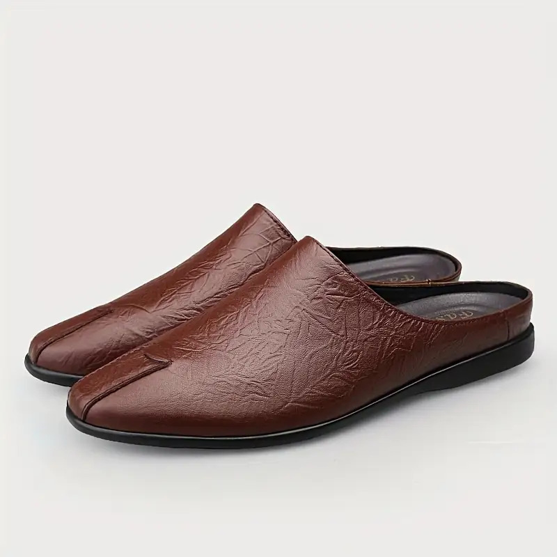 Men'S Leather Slip-On Slippers Fashion