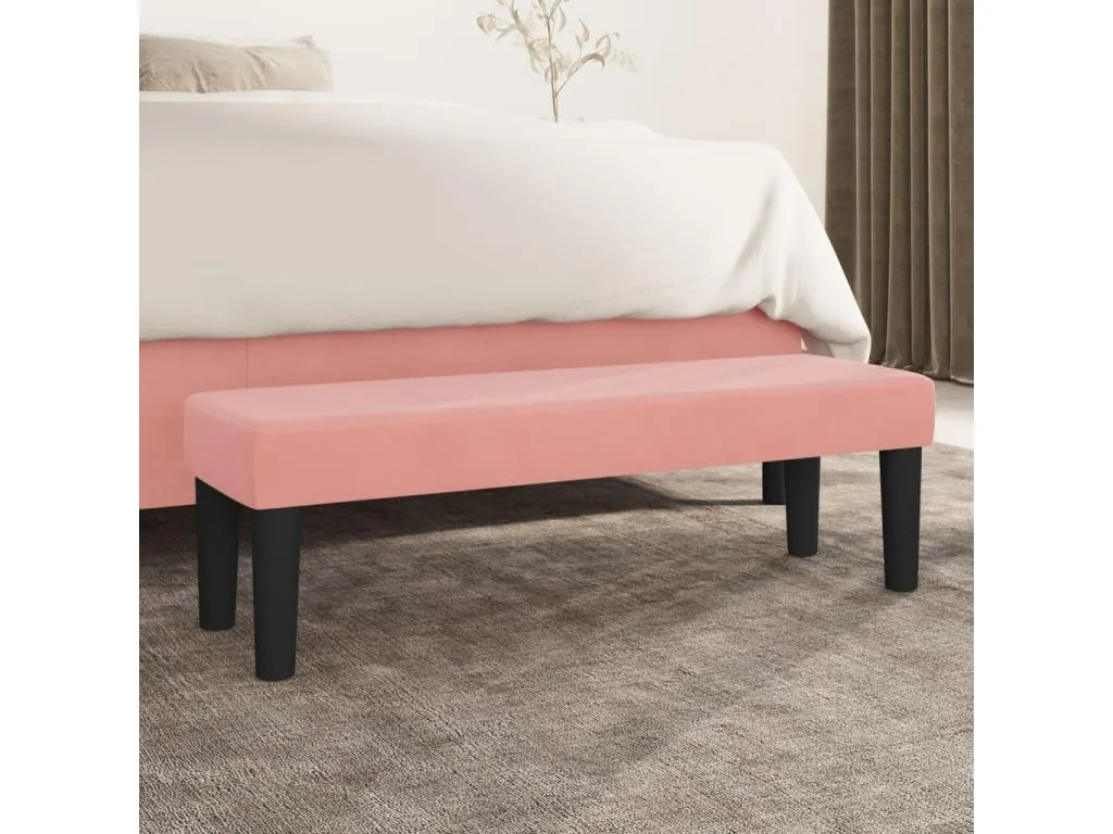 Banco de terciopelo rosa tapizado 100x30x30 cm bkb1736899