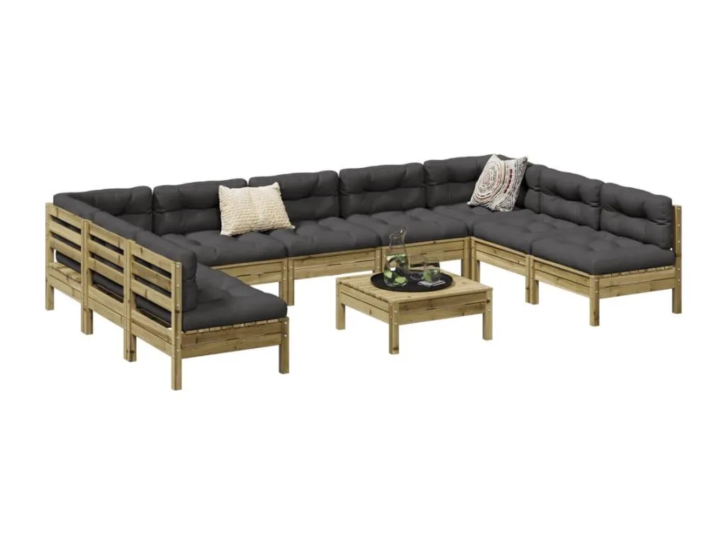 Set de sofás jardín 10 piezas con cojines Mobtrendy impregnada qizj56088