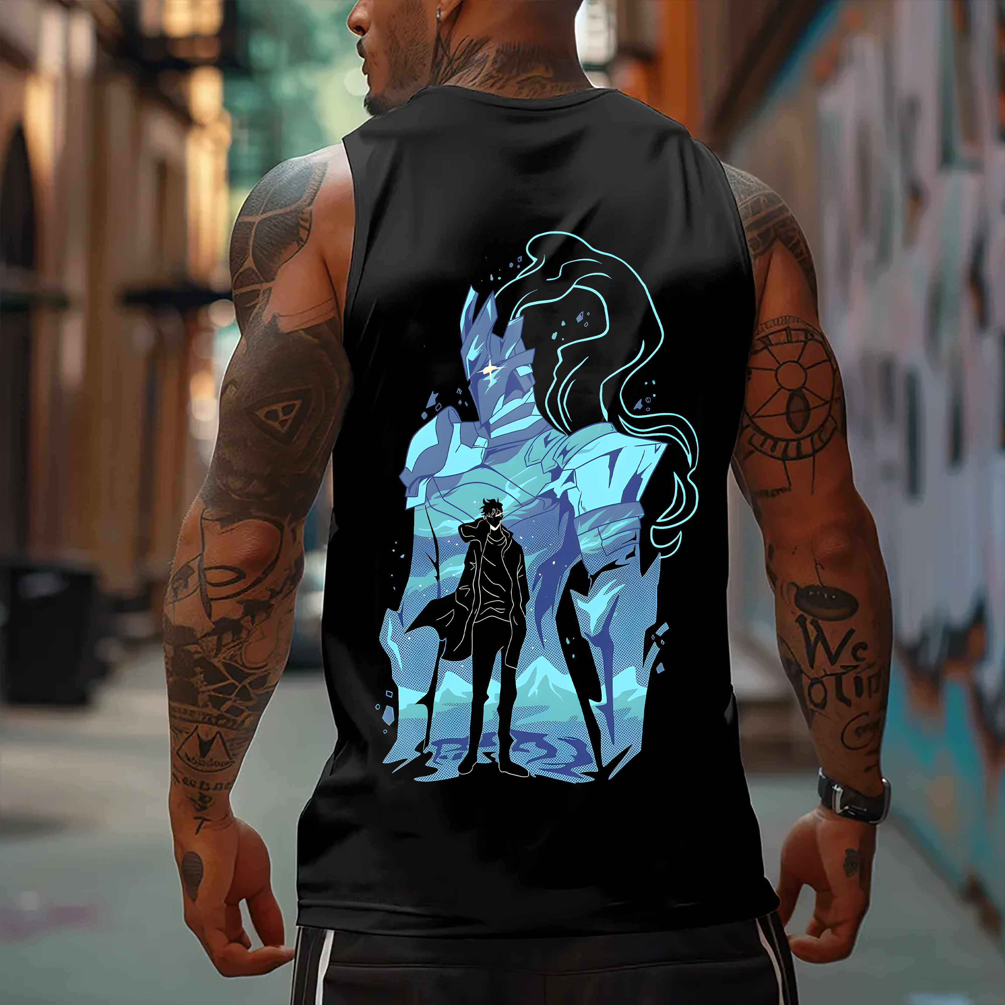 Comicssoul Igris Oversized Anime Print Gym Tank Top
