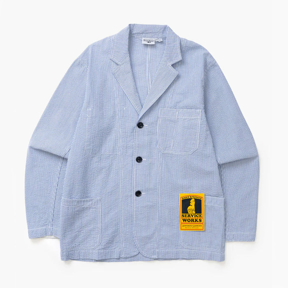 Service Works - Veste Server Suit Seersucker - Bleu à rayures