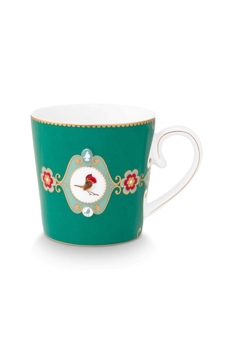 Mug Large Love Birds Medallion Emerald