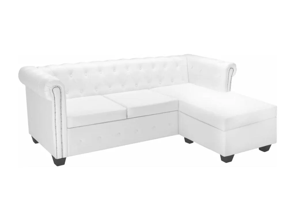 Sofá Hogarmini en forma L cuero artificial blanco 11211ddfa